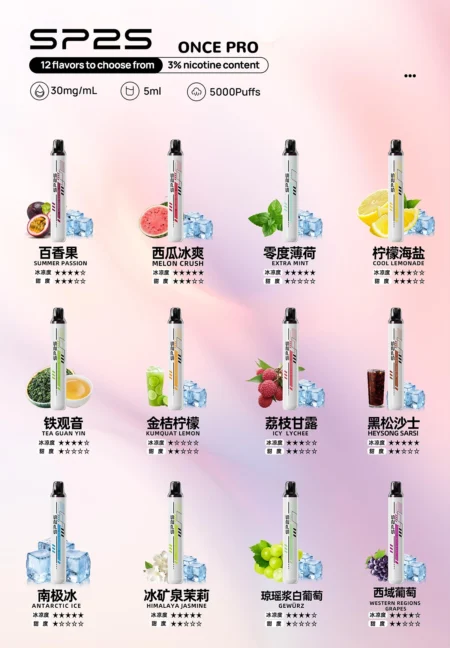 【12種口味】SP2拋棄式電子煙 SP2S ONCE PRO 5000口一次性電子菸